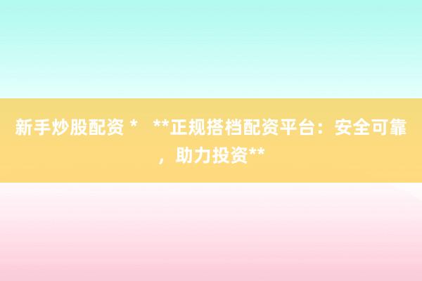 新手炒股配资 *   **正规搭档配资平台：安全可靠，助力投资**
