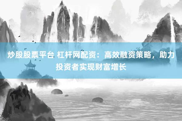 炒股股票平台 杠杆网配资：高效融资策略，助力投资者实现财富增长