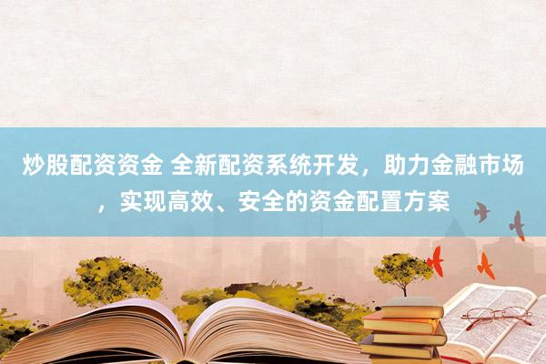 炒股配资资金 全新配资系统开发，助力金融市场，实现高效、安全的资金配置方案