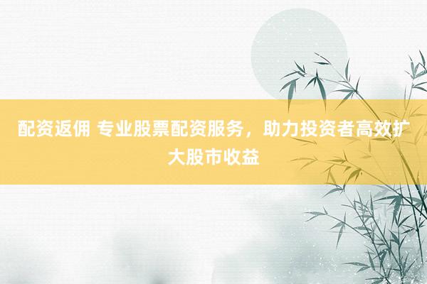 配资返佣 专业股票配资服务，助力投资者高效扩大股市收益