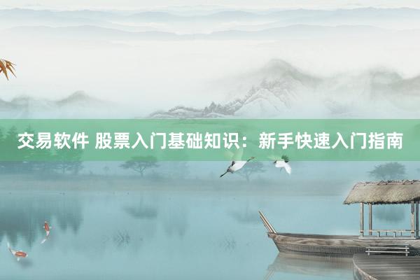 交易软件 股票入门基础知识：新手快速入门指南