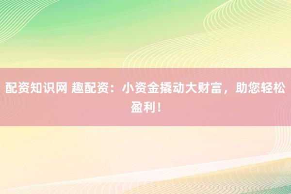 配资知识网 趣配资：小资金撬动大财富，助您轻松盈利！