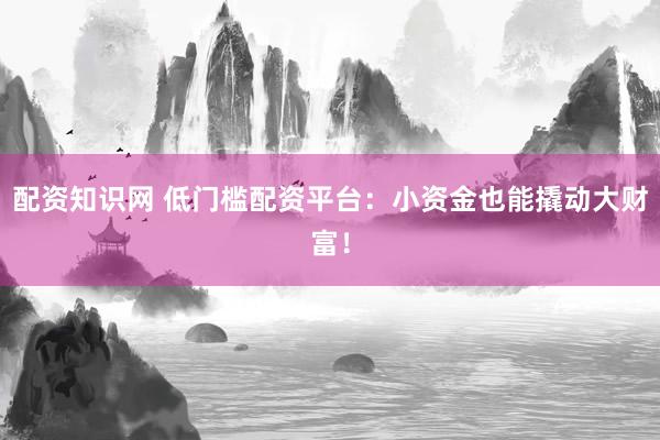 配资知识网 低门槛配资平台：小资金也能撬动大财富！