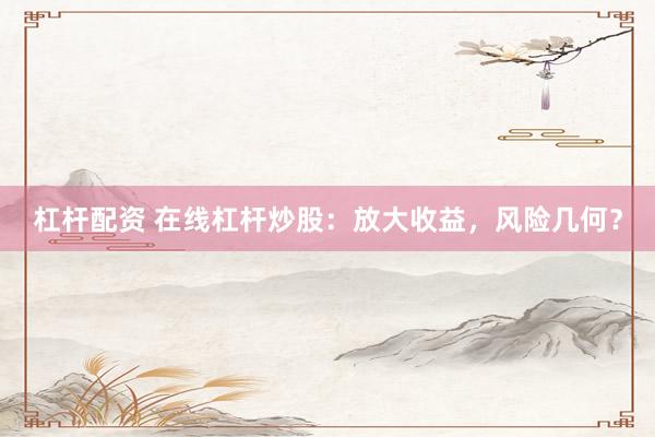 杠杆配资 在线杠杆炒股：放大收益，风险几何？