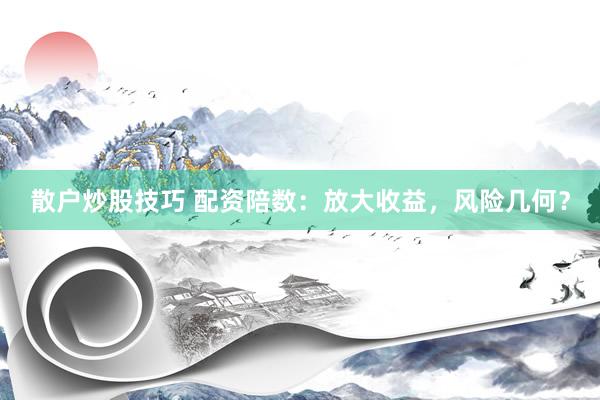 散户炒股技巧 配资陪数：放大收益，风险几何？