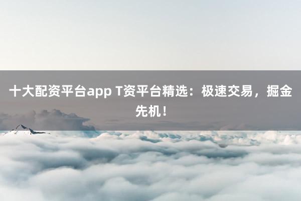 十大配资平台app T资平台精选:极速交易,掘金先机!