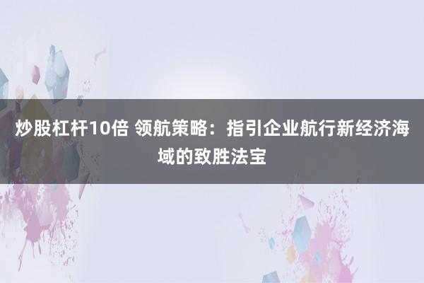炒股杠杆10倍 领航策略:指引企业航行新经济海域的致胜法宝