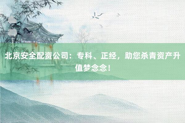 北京安全配资公司:专科、正经,助您杀青资产升值梦念念!