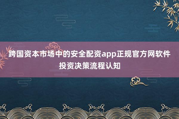 跨国资本市场中的安全配资app正规官方网软件投资决策流程认知