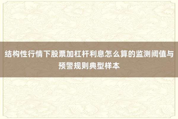 结构性行情下股票加杠杆利息怎么算的监测阈值与预警规则典型样本